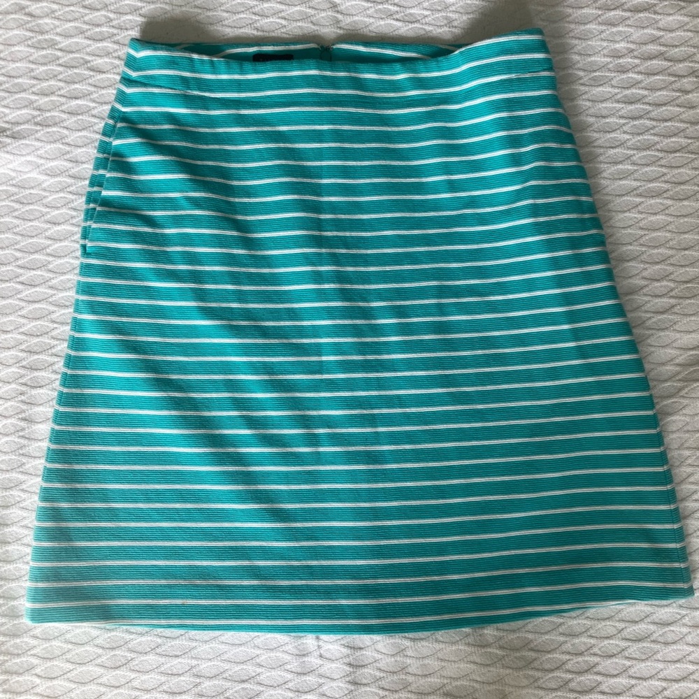 Talbots Turquoise Blue and White Striped Skirt size 8